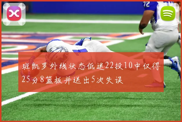 班凯罗外线状态低迷22投10中仅得25分8篮板并送出5次失误